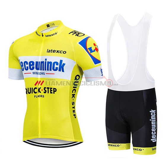 Abbigliamento Ciclismo Deceuninck Quick Step Manica Corta 2019 Giallo Bianco